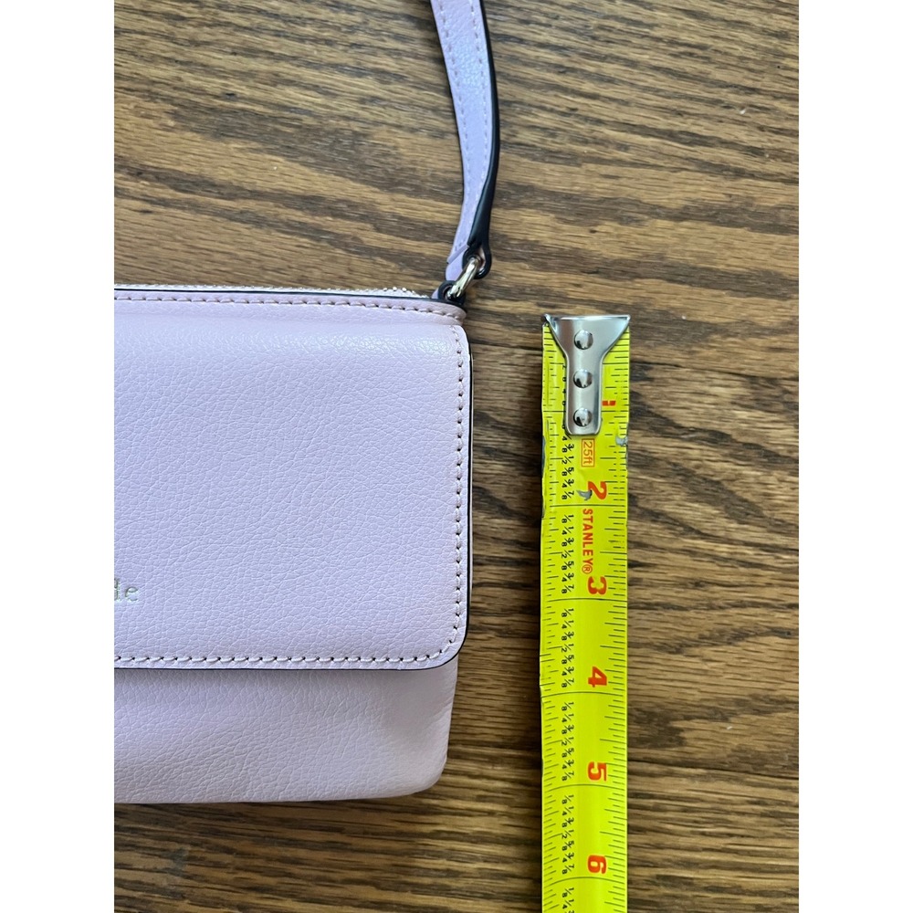 Kate Spade New York Pebbled Leather Crossbody Bag Lavender Pink Flap Zip Purse - Picture 7 of 12